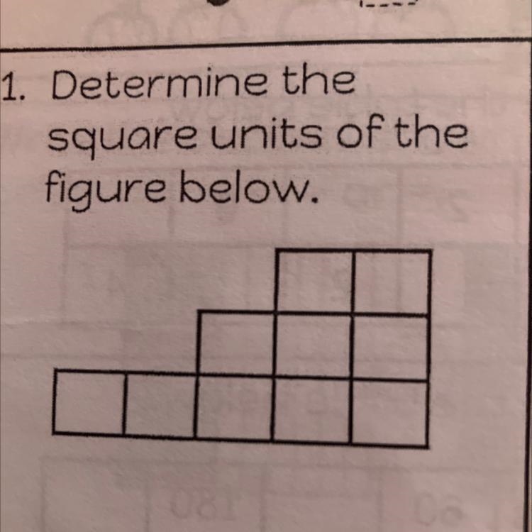 1. Determine the square units of the figure below.-example-1