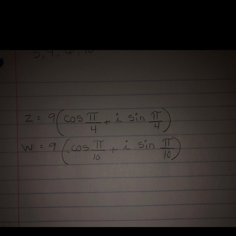 Find zw and write each answer in polar and exponential form.-example-1