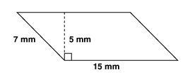 What is the area of the following figure? 35 mm 2 3 mm 2 75 mm 2 105 mm 2-example-1