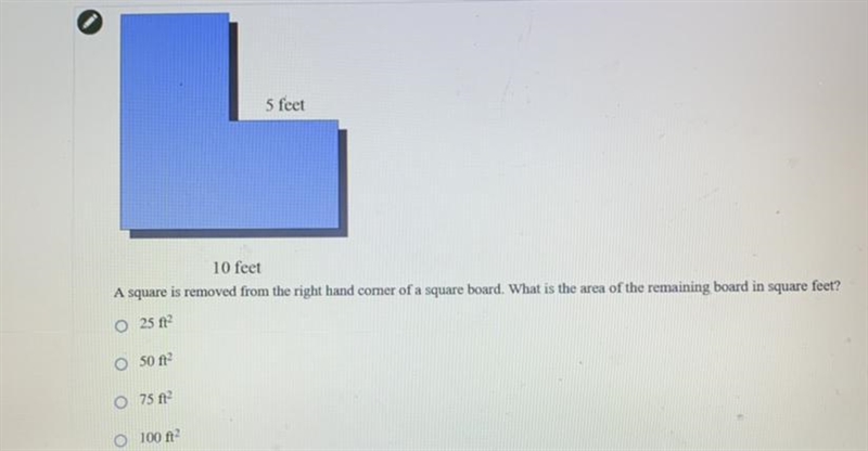 A square is removed from the right habd corner of a squre board. What is the area-example-1