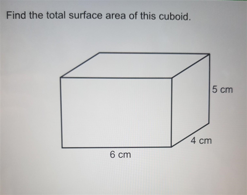 Find the total surface area of this cuboid. ​-example-1