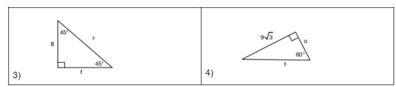 Find the missing values. Leave answers in simplified radical form.-example-1