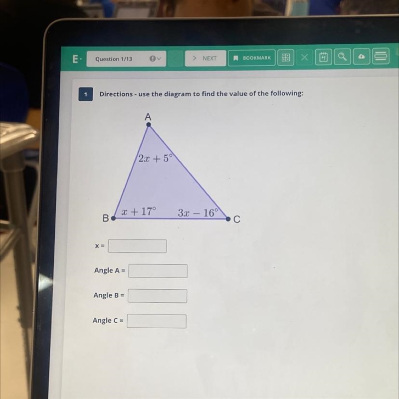 Use the diagram to find the value of the following. what is the value of x. Angle-example-1