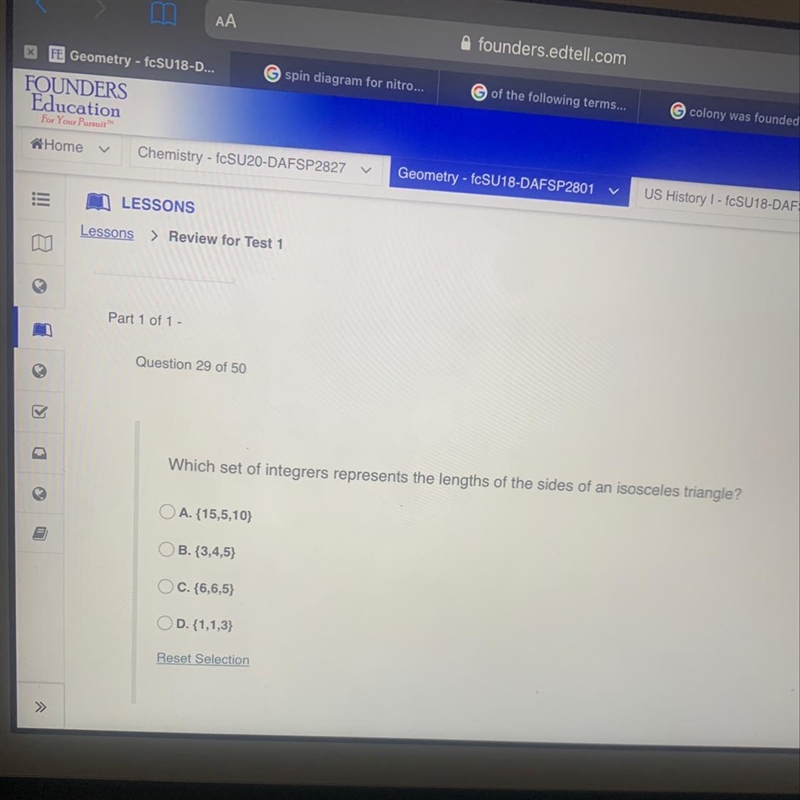 Which set of integers represents the lengths of the size of an isosceles triangle-example-1