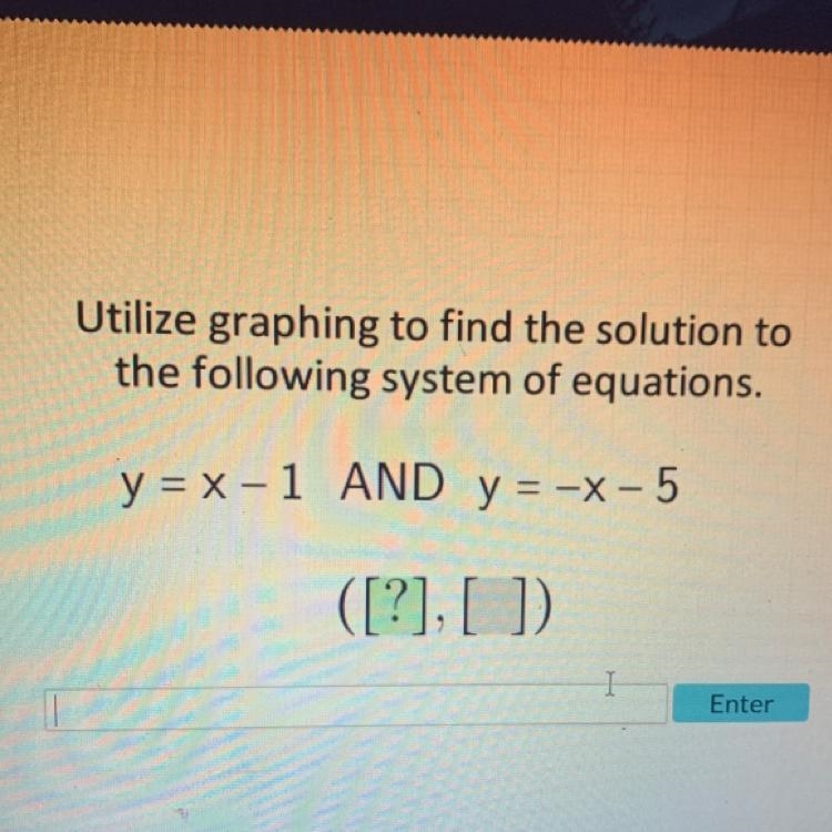 Utilize graphing to find the solution to the following system of equations. y = x-example-1