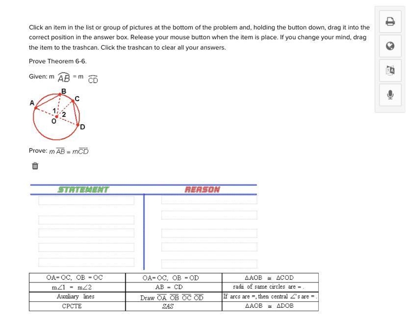 Prove Theorem 6-6.Given: m AB = m CDProve M AB = M CD-example-1