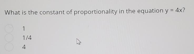 ) What is the constant of proportionality in the equation y = 4x?-example-1