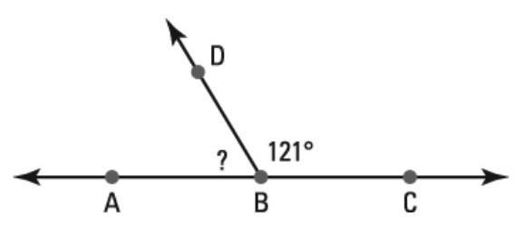 What is the measure of angle DBA? 1.) 39 2.) 69 3.) 59 4.) 49​-example-1