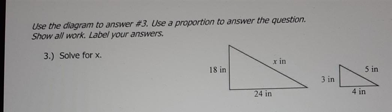 Use the diagram to answer #3. use proportion to answer the question. Show all work-example-1