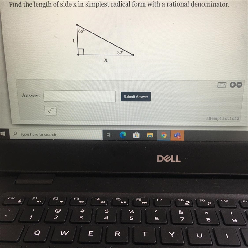 Find the length of side x in simplest radical form with a rational denominator.60°130°X-example-1