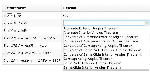 SU∥RV. Complete the proof that m∠R+m∠V+m∠RSV=180° without using the Triangle Angle-example-2