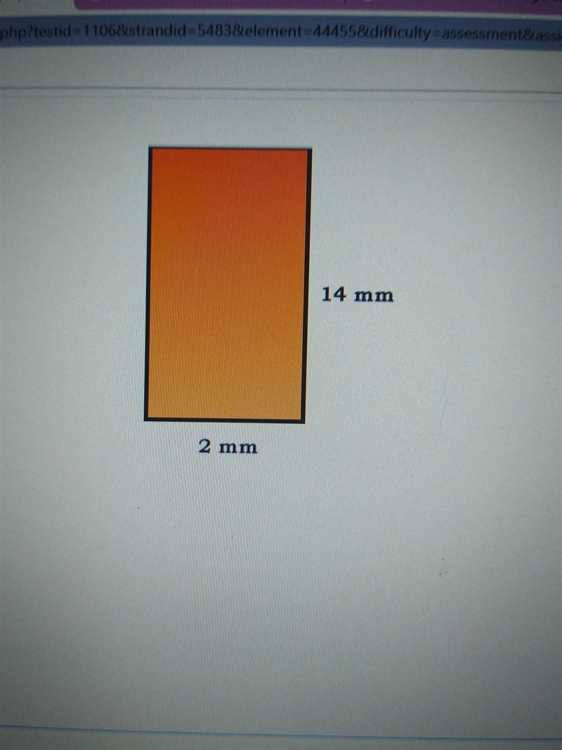 What is the area of the rectangle? A) 7 mm2 B) 13 mm2 9 28 mm2 D) 84 mm2 ​-example-1