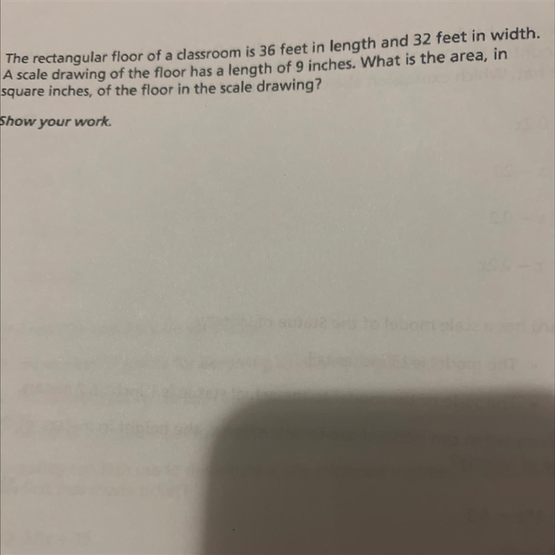 The rectangular floor of a classroom is 36 feet in length and 32 feet in width.-example-1