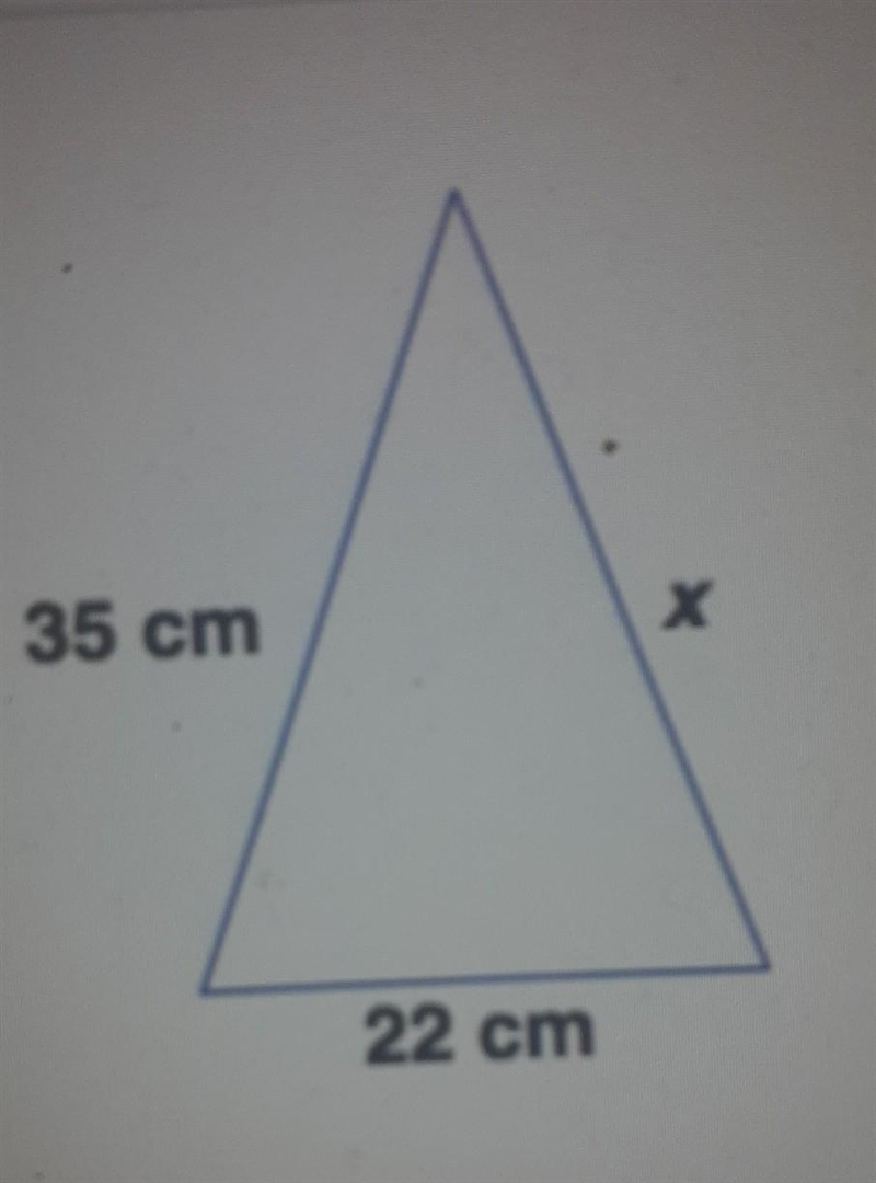 Given that x<35. which COULD be the area of this triangle-example-1