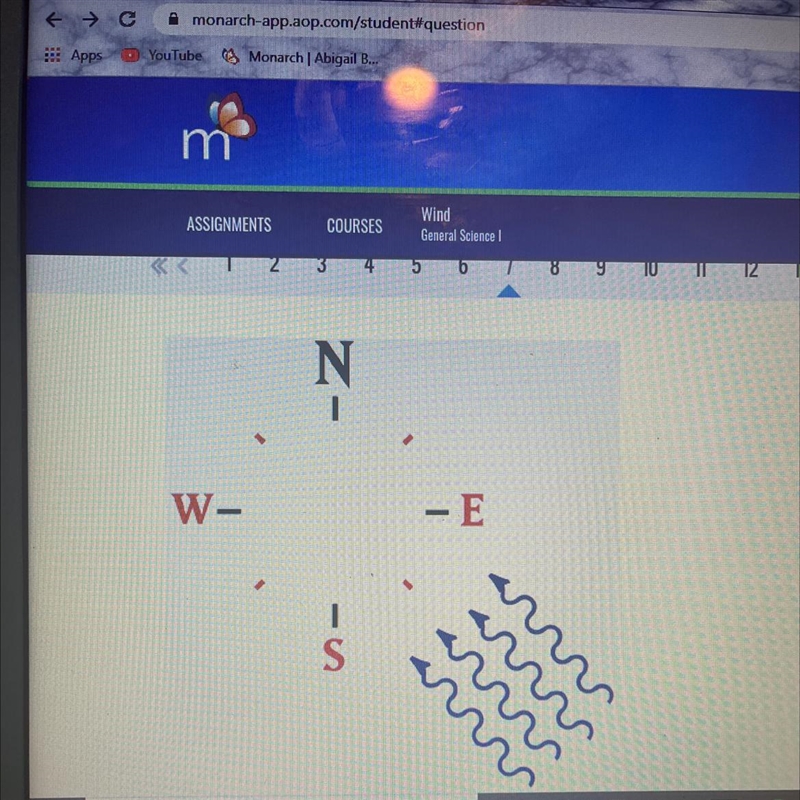 This wind would be called a O south wind O east wind O southeast wind O northwest-example-1