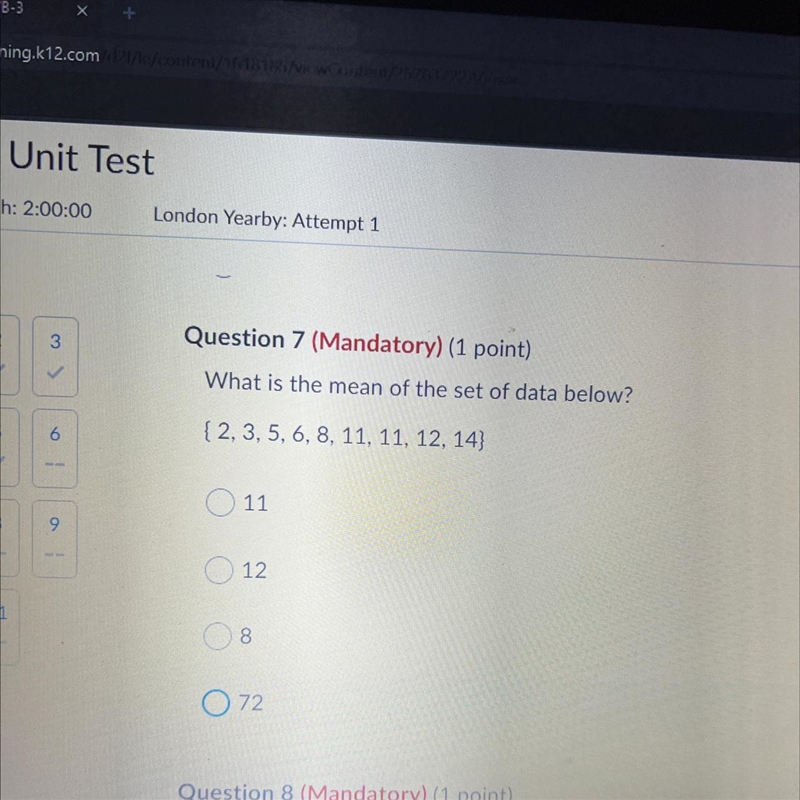 What is the mean of the set of data below?-example-1