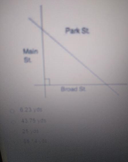 Main street, Broad Street, and Park Street all intersect to form a right triangle-example-1