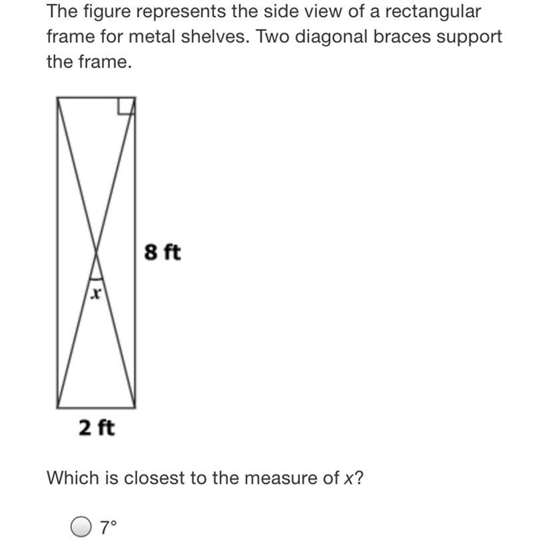 The figure represents the side view of a rectangular frame for metal shelves. Two-example-1