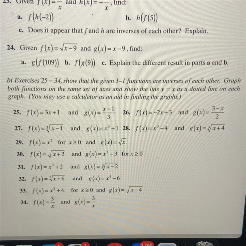 Question 29.Graph both functions on the same set of axis and show the line Y=x as-example-1