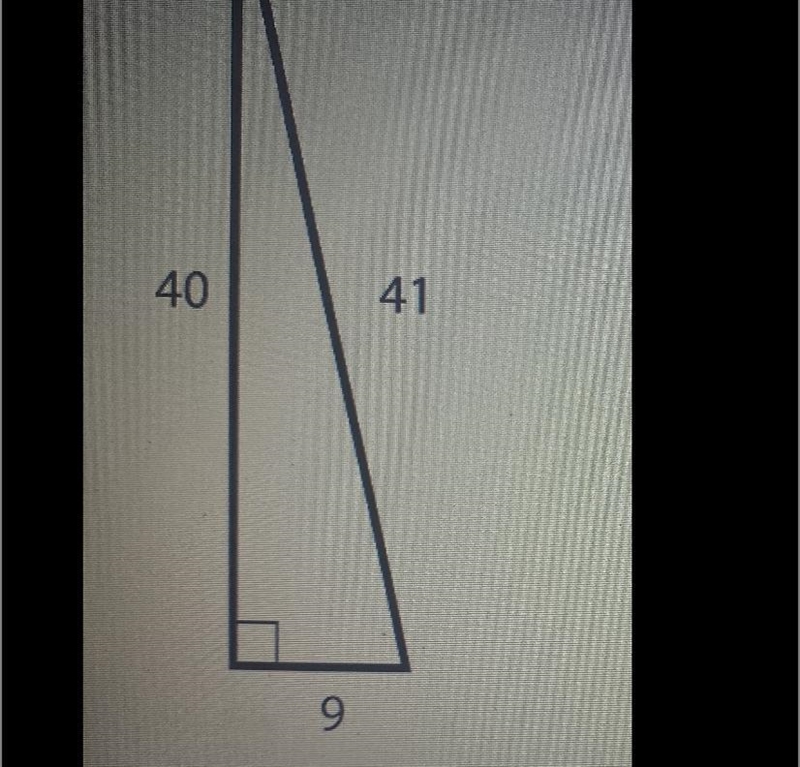 Find the sine of each acute angle in the triangle below. Select all that apply:- 40/41- 41/9- 41/40- 9/40- 9/41-example-1