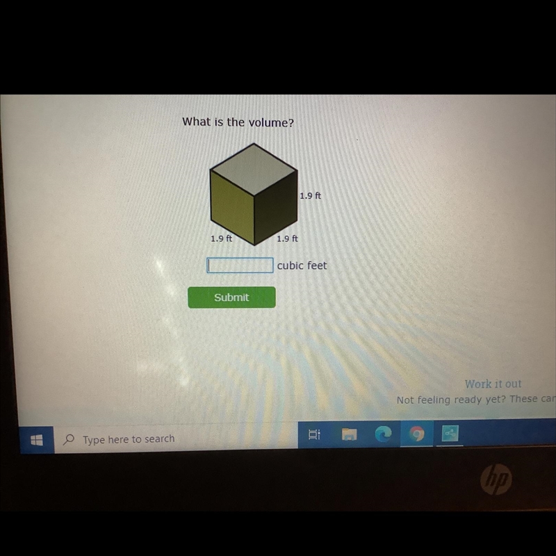 What is the volume of the shape below in cubic feet?-example-1