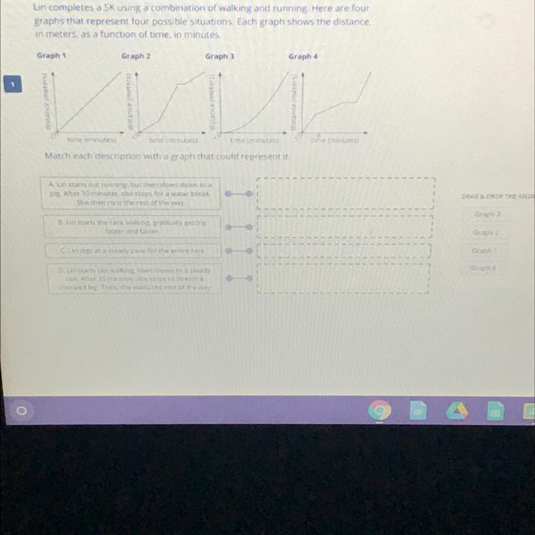 Match each description with a graph that could represent it-example-1