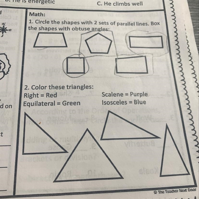 Don’t mind the top question what are these shapes?! Scalene, equilateral and isosceles-example-1