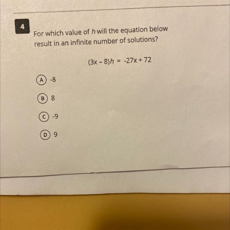 HELPP!! For which value of h will the equation below result in an infinite number-example-1