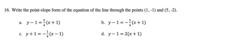 Write the point-slope form of the equation of the line through the points (1,-1) and-example-1