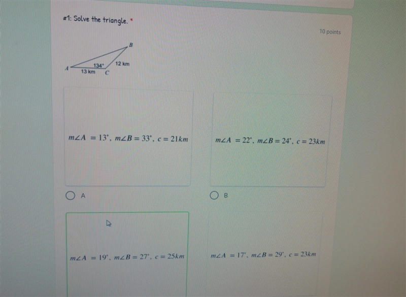 #1: Solve the triangle. ​-example-1