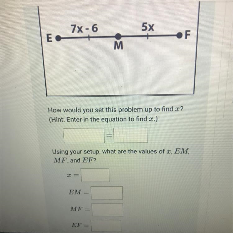 Using the following image, solve the problems below given that M is the midpoint of-example-1