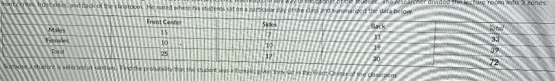 A researcher at a large university wanted to investigate if a student's seat preference-example-1