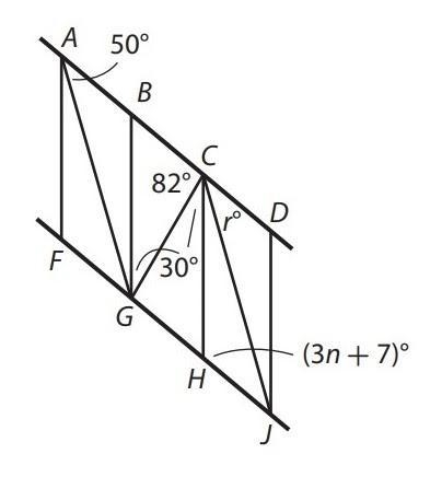 Which is a true statement about the value of n? A: It is 25, by the Alternate Interior-example-1