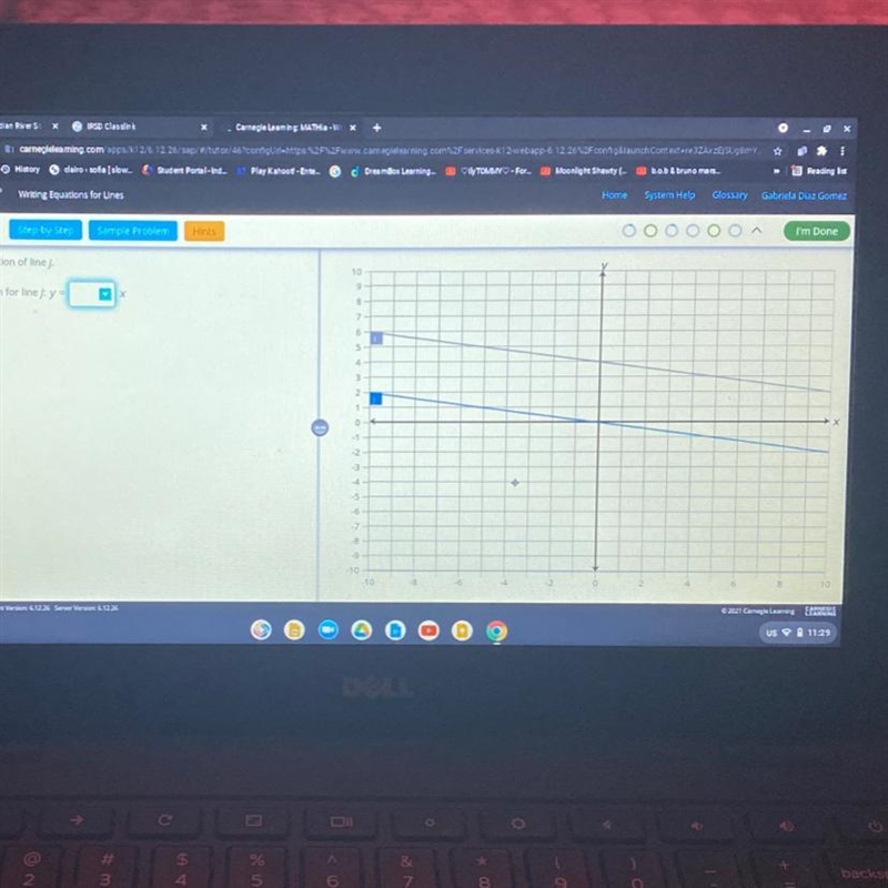 The answer for this problem Find the equation of line j.The blue line is line j-example-1