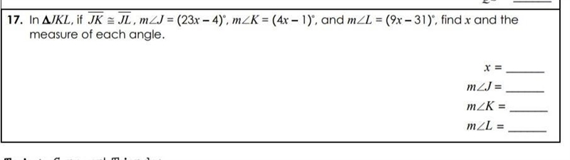 In angle JKL, if JK = JL, m-example-1