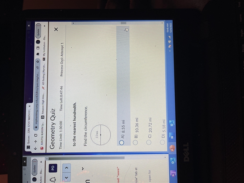 Find the requested measurement. Use 3.14 and round your answer to the nearest hundredth-example-1