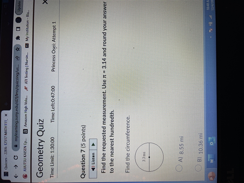 Find the requested measurement. Use 3.14 and round your answer to the nearest hundredth-example-2