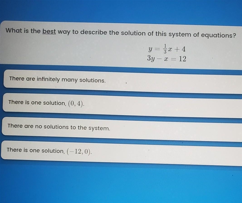 What is the best way to describe the solution of this system of equations-example-1