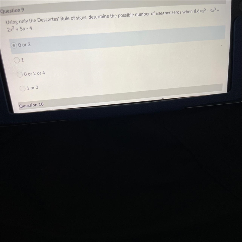 Using only the Descartes' Rule of signs, determine the possible number of NEGATIVE-example-1