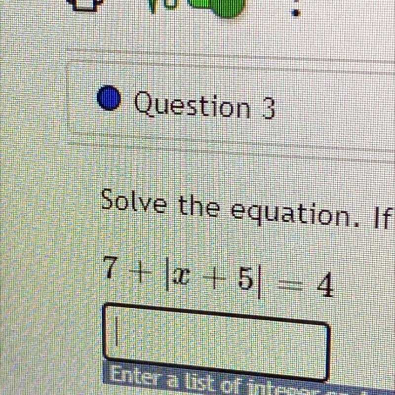 Solve the equation. If there is more than one solution, separate them with a comma-example-1