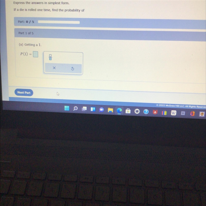 It’s supposed to answer in simplest formIf I die is rolled one time find the probability-example-1