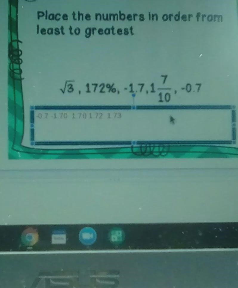 Place the numbers in order fromgreatest to least27, 62%, -0.062,65,0.-example-1