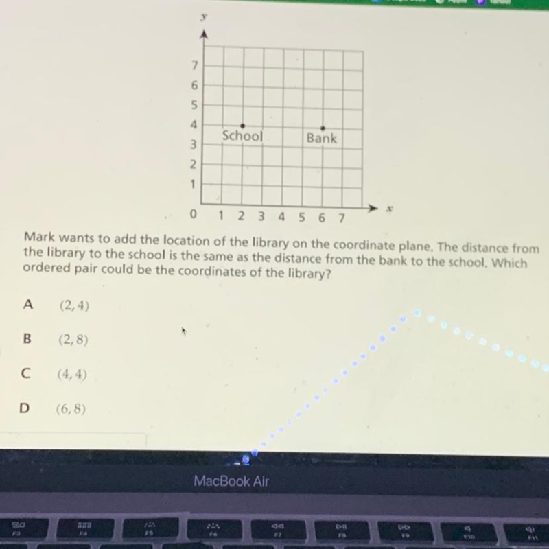 Mark graphed points on the coordinate plane below to represent the locations of hisschool-example-1