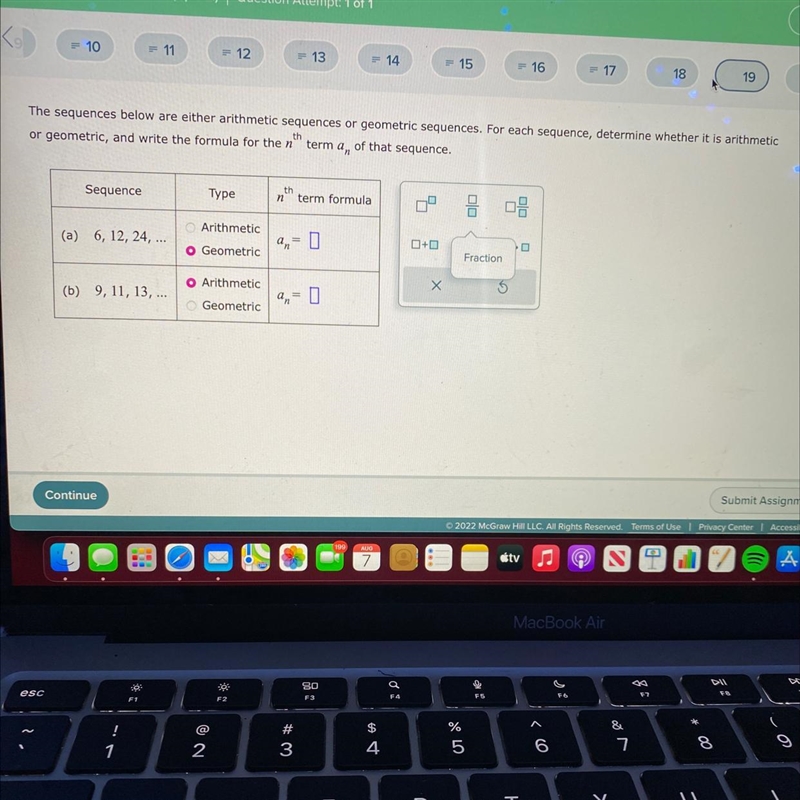 The sequences below are either arithmetic sequences or geometric sequences. For each-example-1