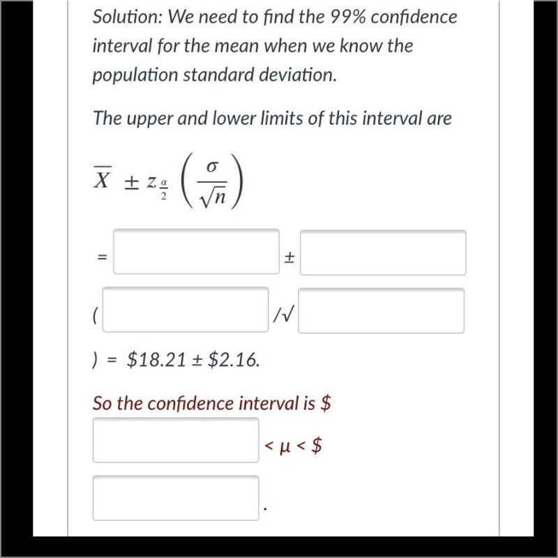 On this problem, the answer has been worked out, but you must fill in the blanks in-example-1