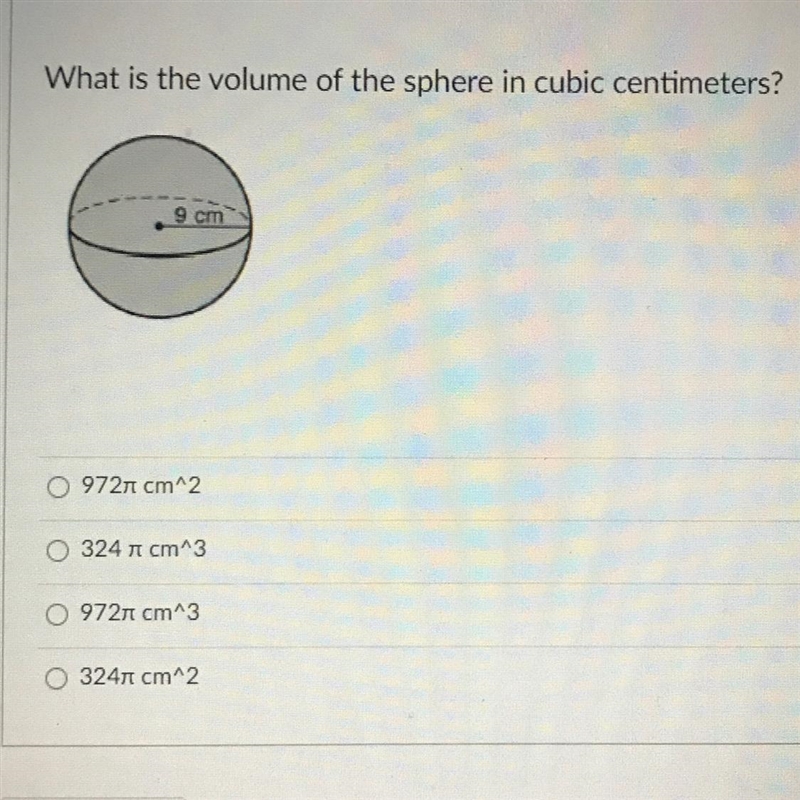 What is the volume of the sphere in cubic centimeters?-example-1