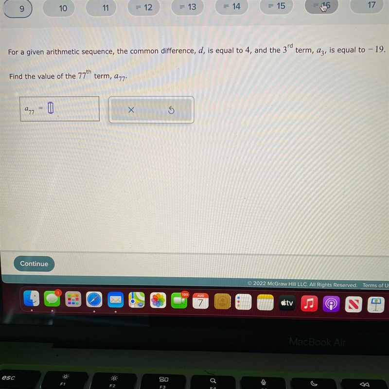 For a given arithmetic sequence, the common difference, d, is equal to 4, and the-example-1