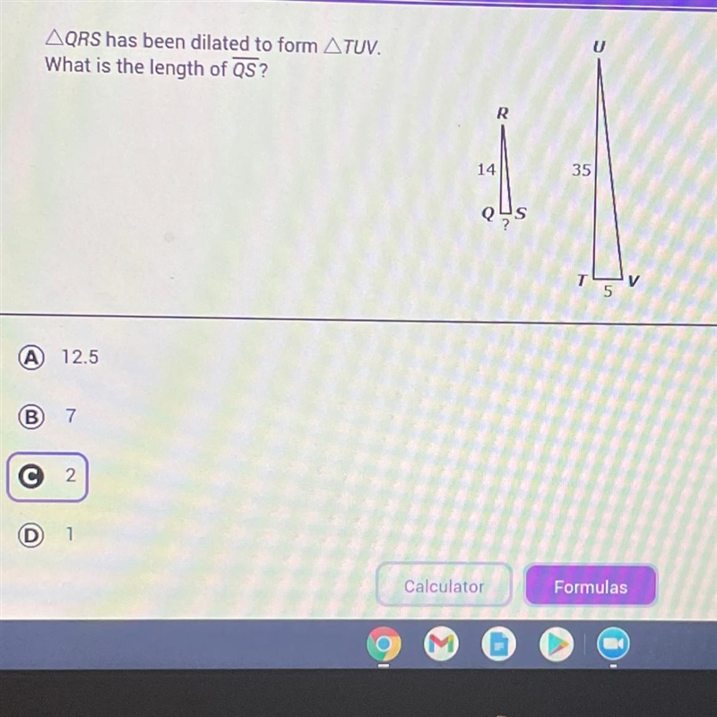 QRS has been dilated to form TUV. What is the length of QS?-example-1