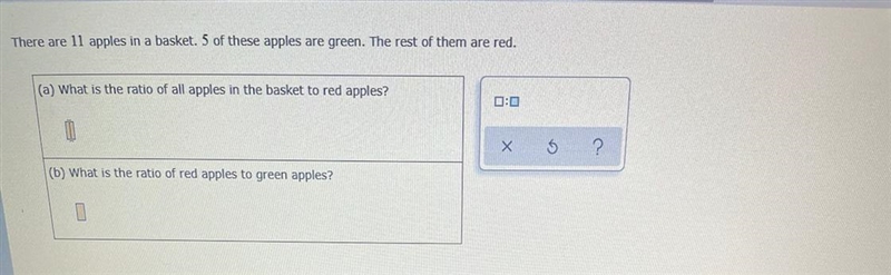 What is the ratio of all the apples in the bag to red and green ?-example-1