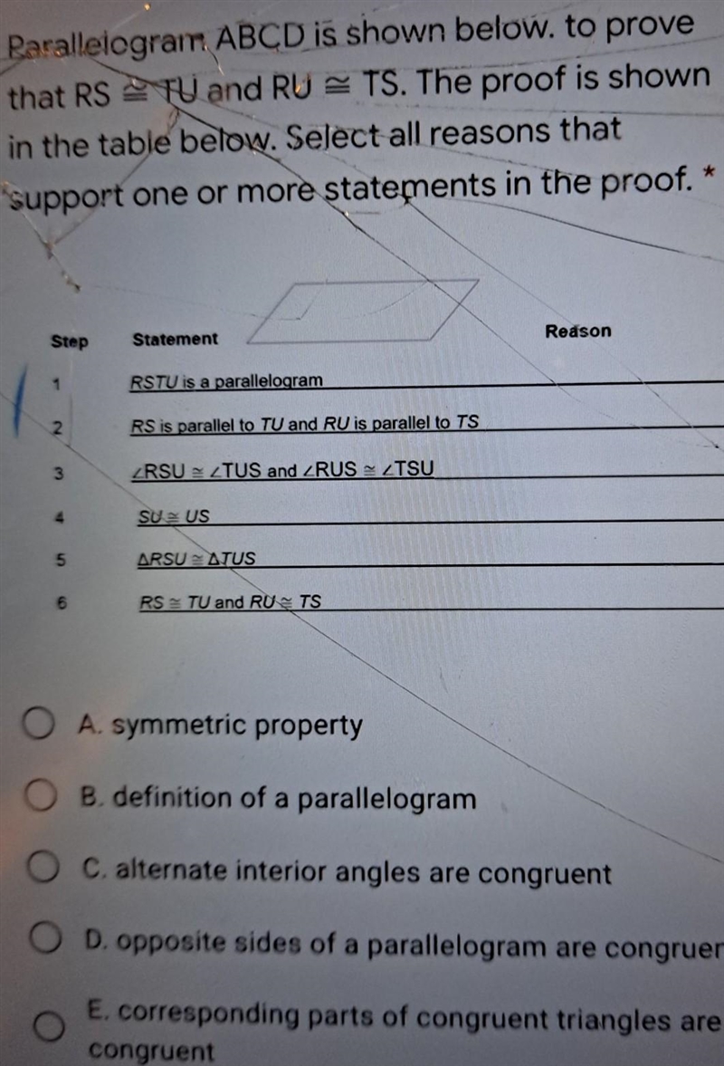 Select all reasons that support one or more statements in ghe proof.-example-1